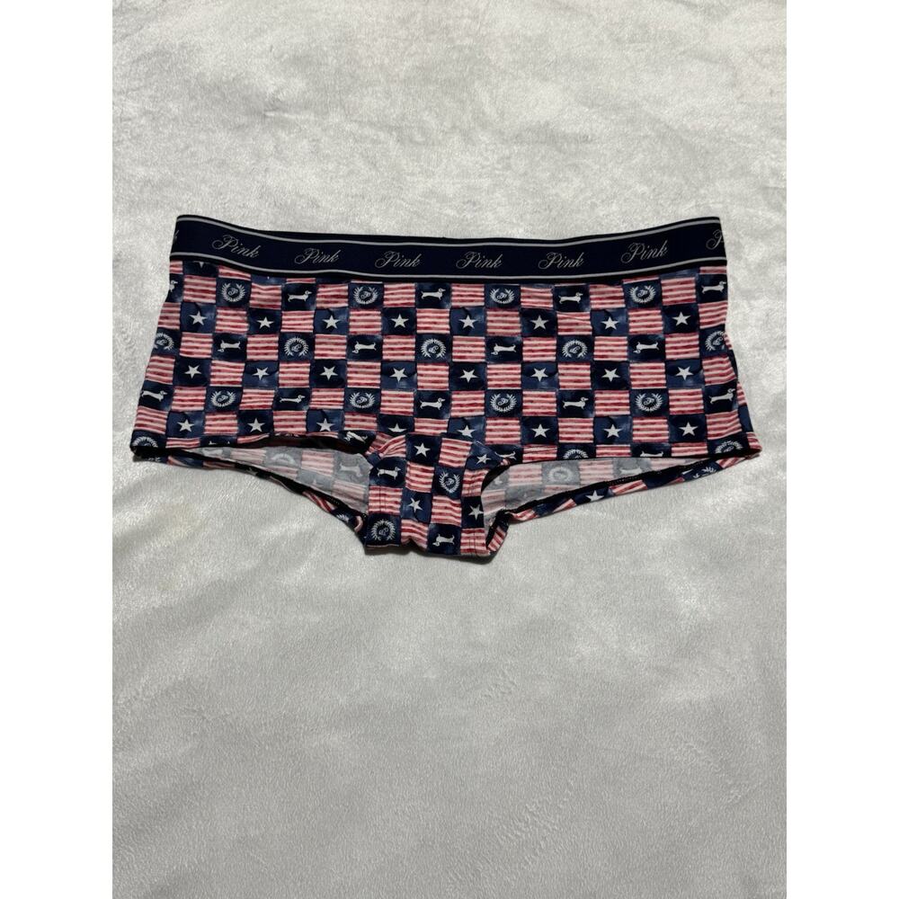Victoria's Secret PINK Boyshort Panty American Flag Dachshund Dog Size M